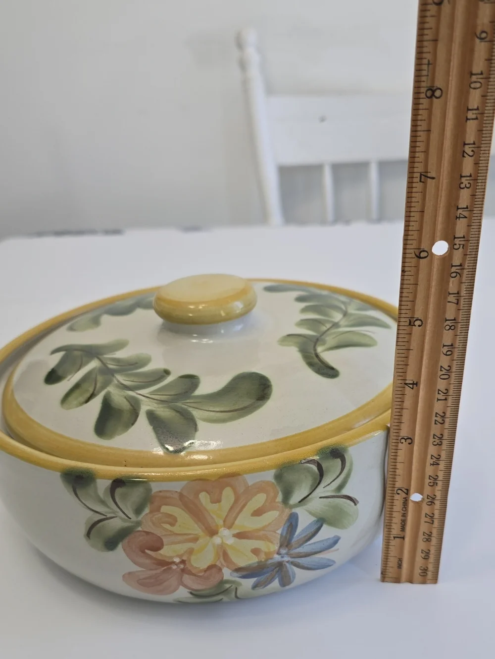 Louisville Stoneware Pottery Floral Lidded Casserole Dish Country Farmhouse